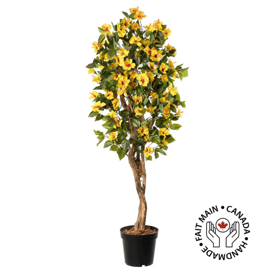 Yellow artificial outdoor hibiscus tree