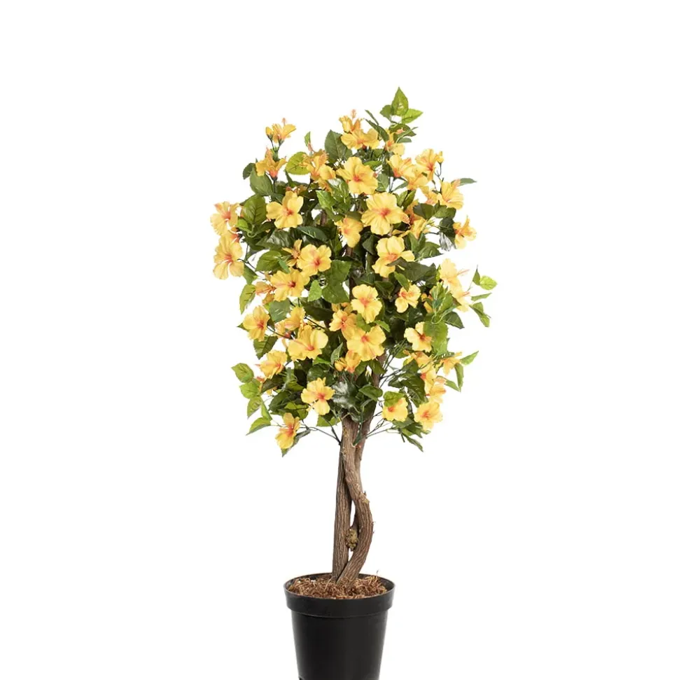 Yellow artificial outdoor hibiscus tree