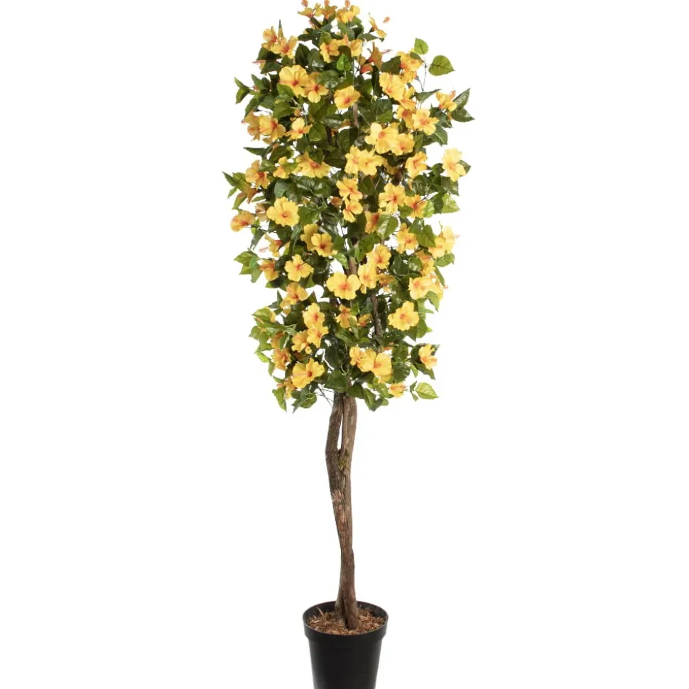 Yellow artificial outdoor hibiscus tree