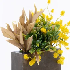 Yellow mimosa wall arrangement